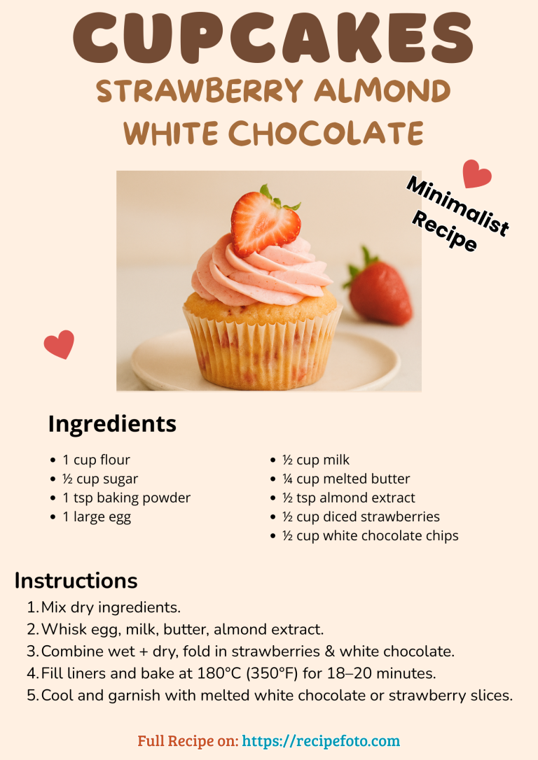 White Chocolate Strawberry Almond Cupcakes